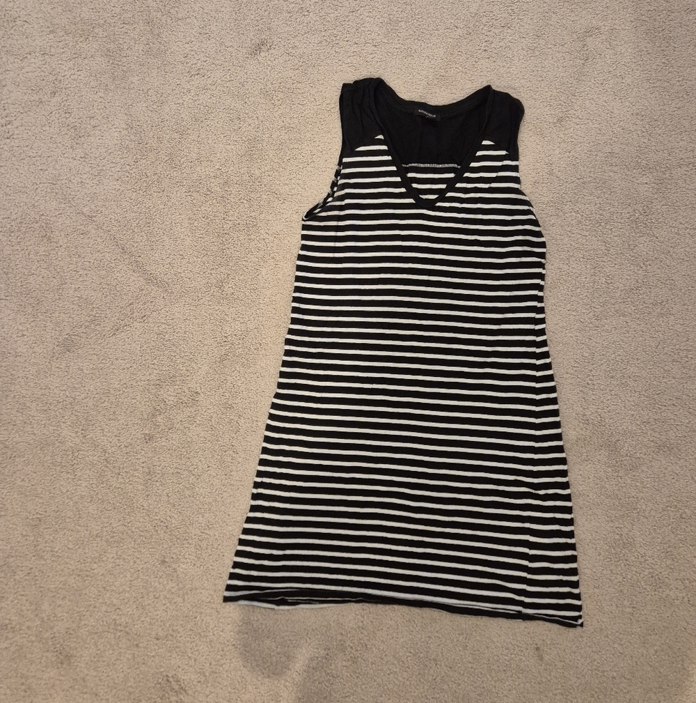 Navy and White Striped Sleeveless Dress